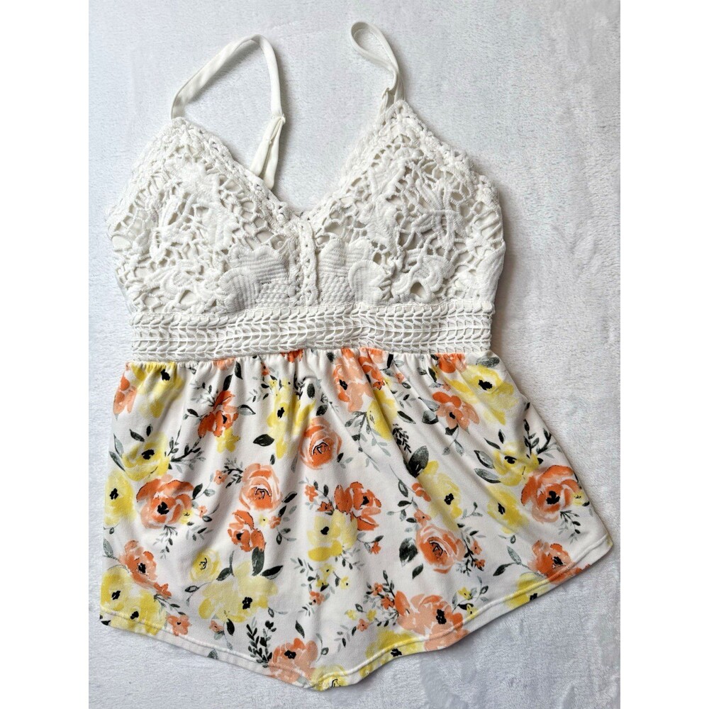 No Boundaries Size S (3-5) Juniors Top Spaghetti Straps Floral